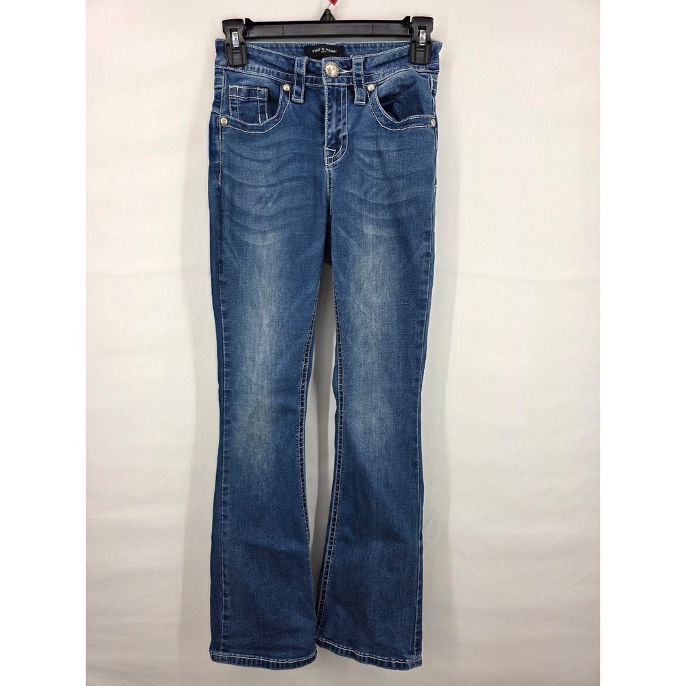Fire & Rain Womens Embroidered Bootcut Jeans Medium Wash Blue Size 11 Stretch